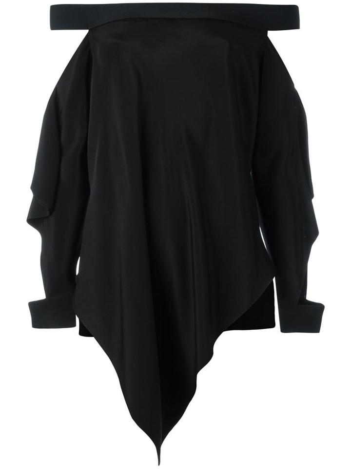 Roland Mouret Draped Off Shoulder Top, Women's, Size: 10, Black, Silk