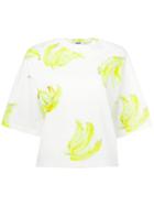 Msgm Bananas Print T-shirt, Women's, Size: Small, White, Cotton