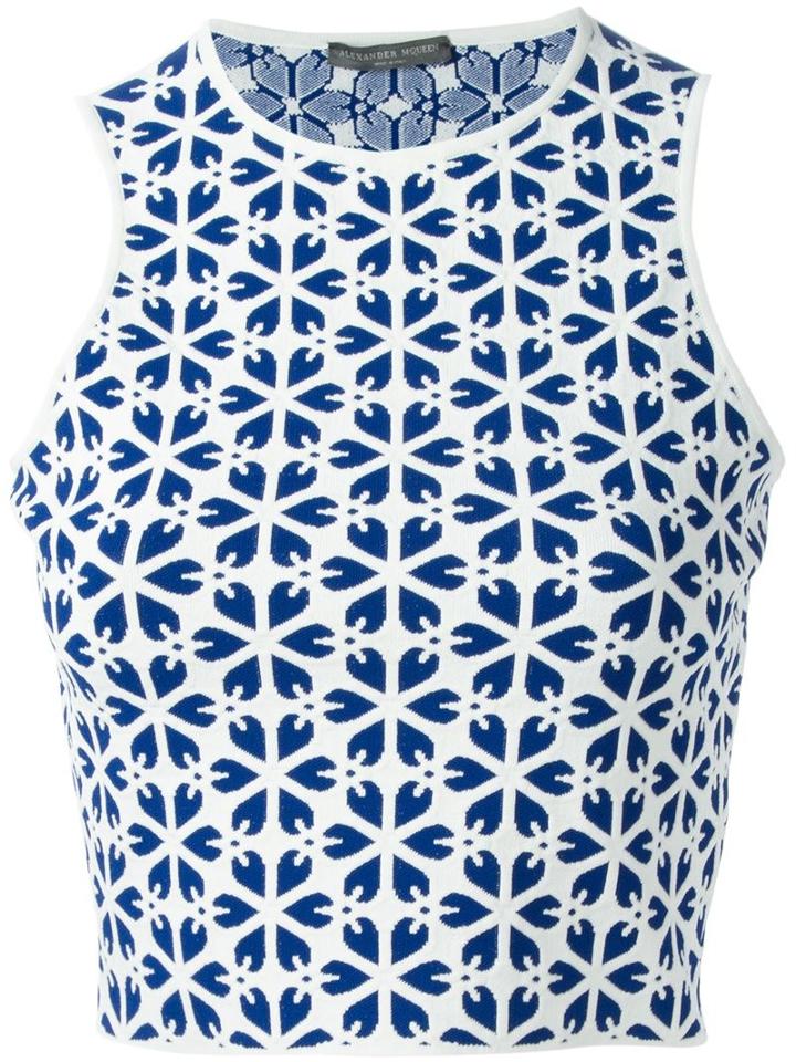 Alexander Mcqueen Embossed Cut Out Flower Jacquard Tank Top