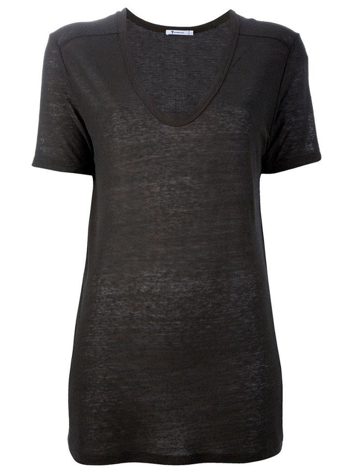 T By Alexander Wang Scoop Neck T-shirt - Brown