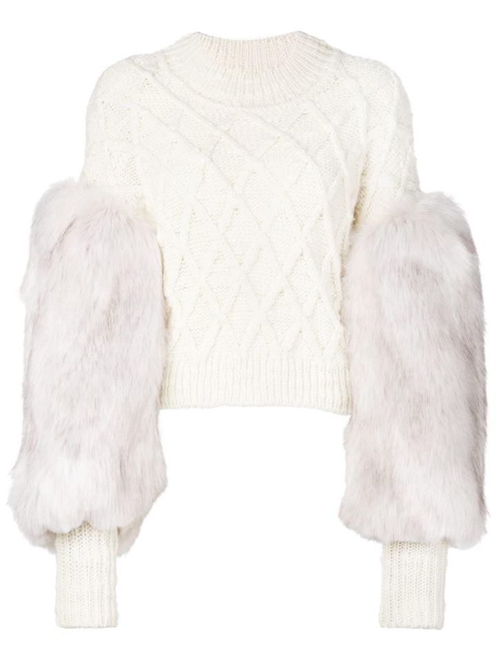 Philosophy Di Lorenzo Serafini Faux Fur Sleeved Jumper - Nude &