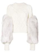 Philosophy Di Lorenzo Serafini Faux Fur Sleeved Jumper - Nude &