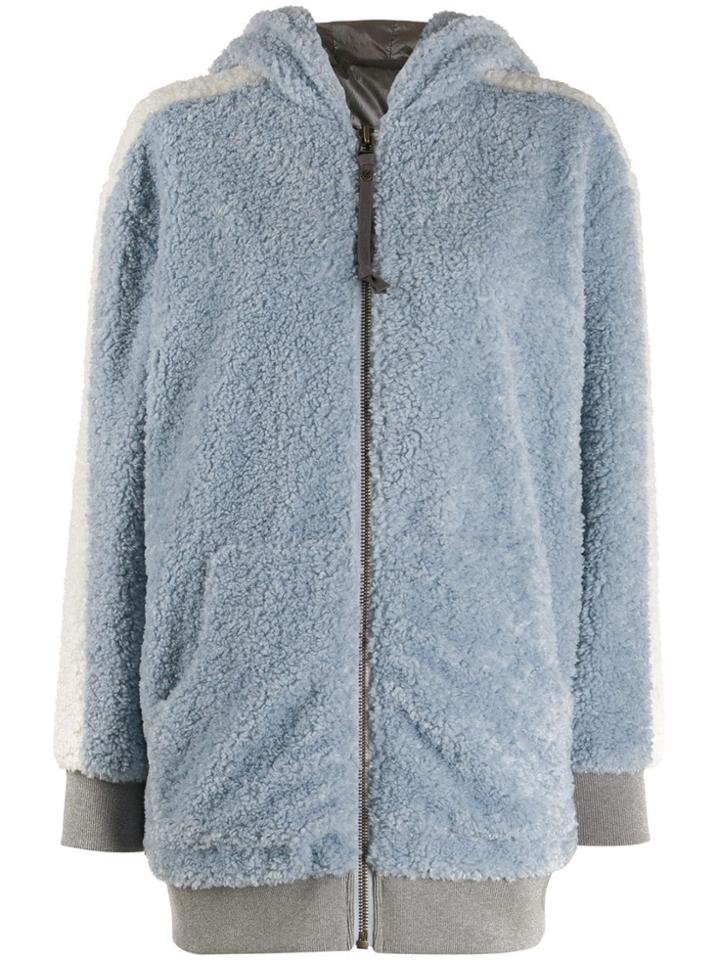 Mr & Mrs Italy Hooded Shearling Coat - Blue