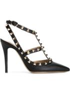 Valentino Rockstud Pumps, Women's, Size: 40, Black, Calf Leather/leather/metal Other
