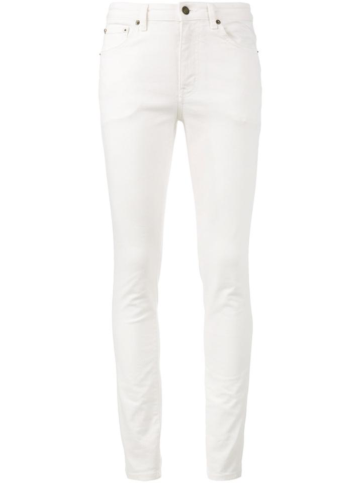 Saint Laurent White Mid Rise Skinny Jeans