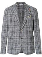 Manuel Ritz Checked Textured Blazer - Blue