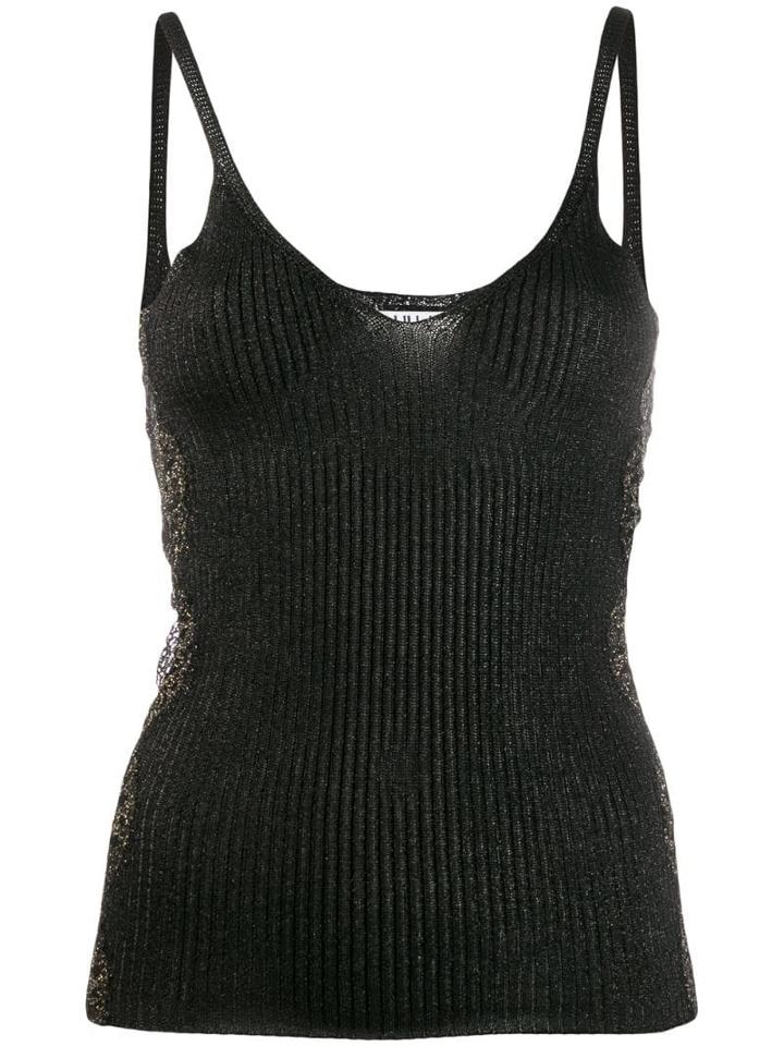 Liu Jo V-neck Lace Top - Black