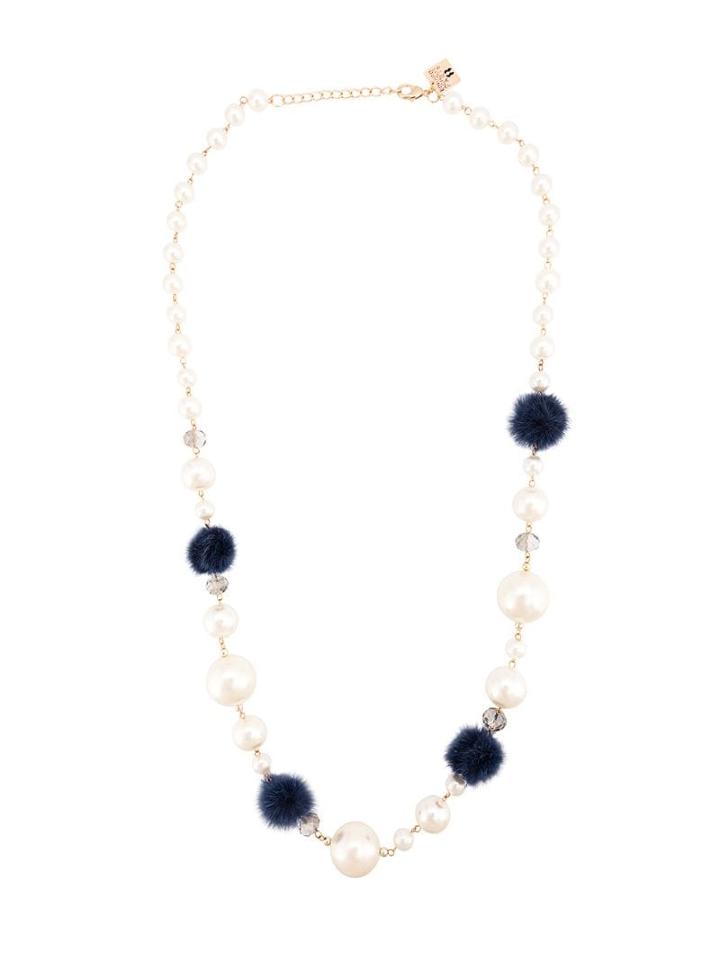 Edward Achour Paris Fur Ball Necklace - White
