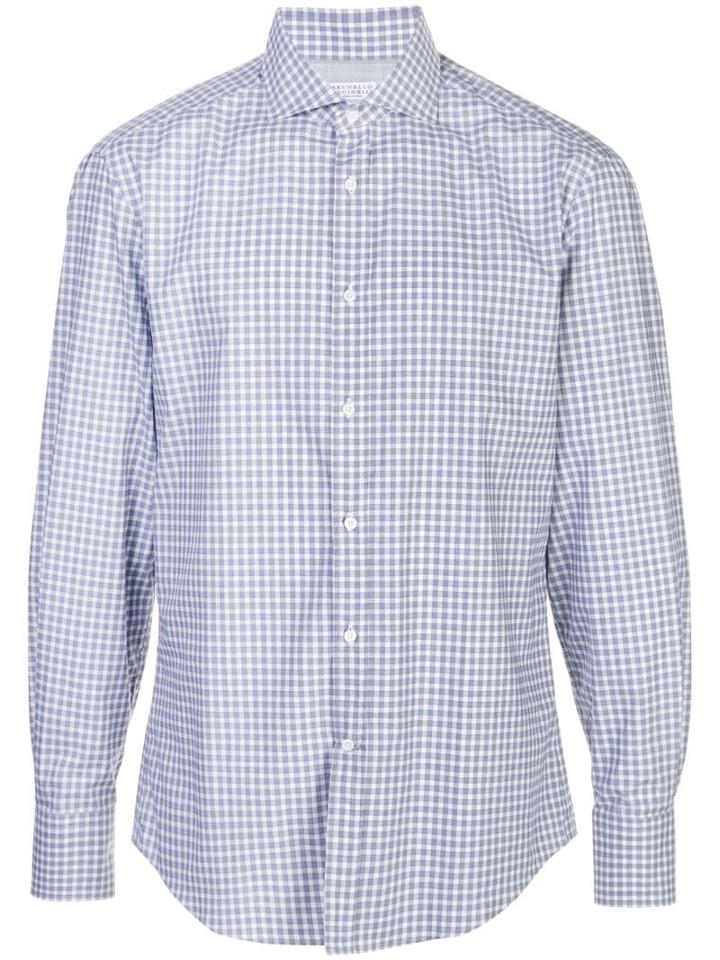 Brunello Cucinelli Gingham Print Shirt - Blue