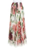 Dolce & Gabbana Peony Print Long Skirt - Multicolour