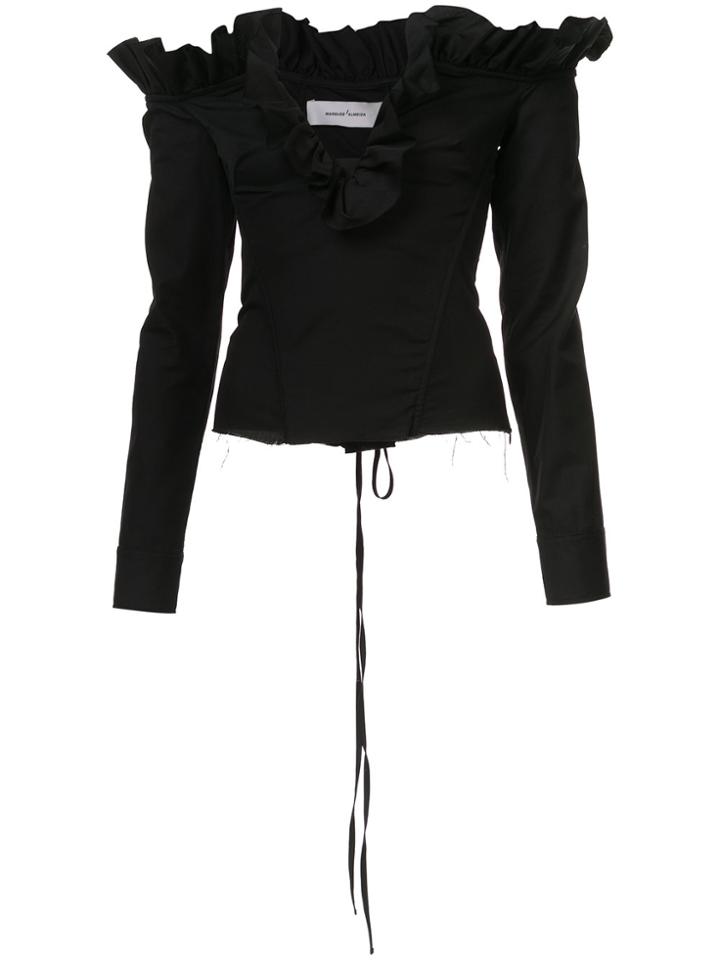 Marques'almeida V-neck Ruffle Blouse - Black