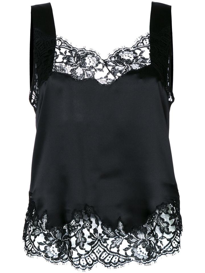 Givenchy - Lace Trim Vest - Women - Silk/cotton/polyamide - 36, Black, Silk/cotton/polyamide