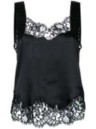 Givenchy - Lace Trim Vest - Women - Silk/cotton/polyamide - 36, Black, Silk/cotton/polyamide