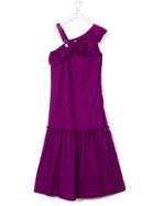 Junior Gaultier - Asymmetric Shoulders Gathered Dress - Kids - Cotton - 16 Yrs, Pink/purple