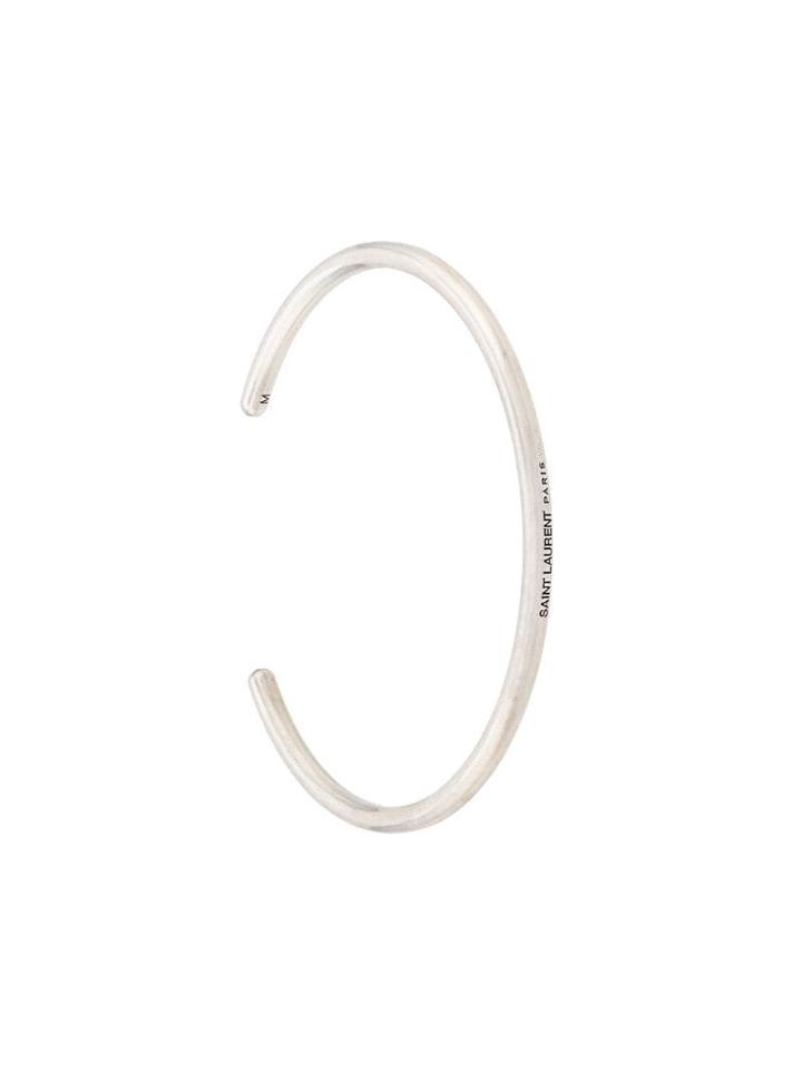 Saint Laurent Contrast Logo Bangle Bracelet - Silver
