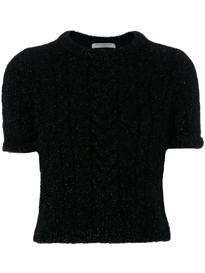Philosophy Di Lorenzo Serafini Cable Knit Short Sleeve Jumper - Black