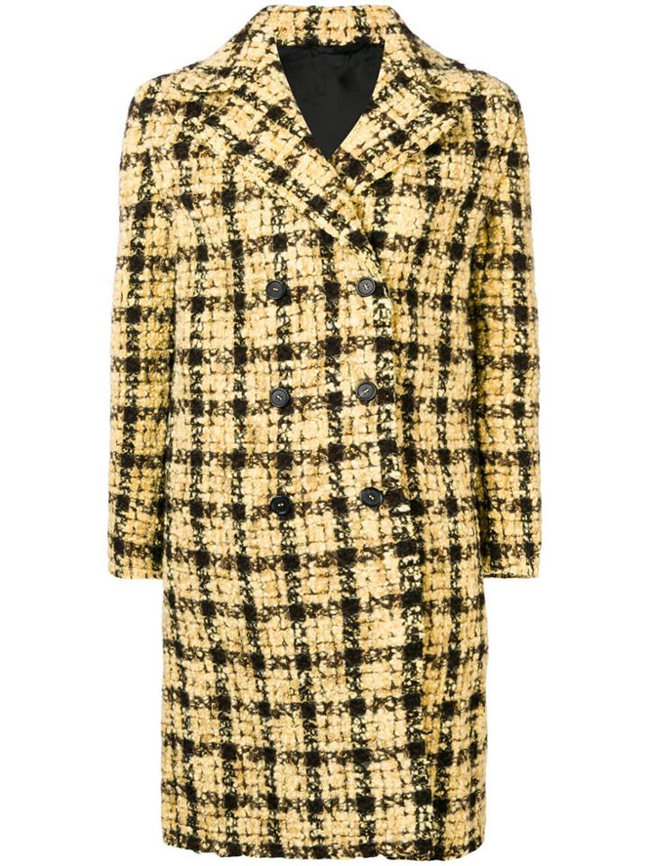 Ermanno Scervino Plaid Double-breasted Coat - Yellow & Orange