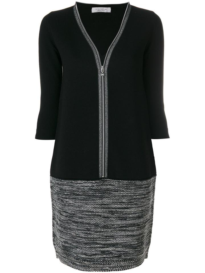 D.exterior V-neck Knitted Dress - Black