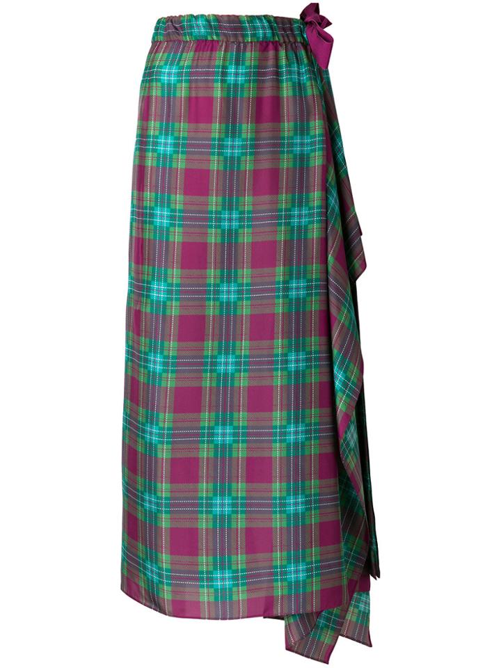 Alberta Ferretti Patterned Draped Skirt - Pink & Purple