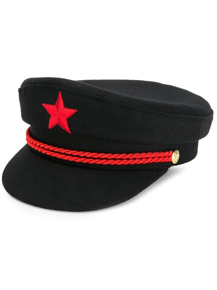 Manokhi Back Message Hat - Black