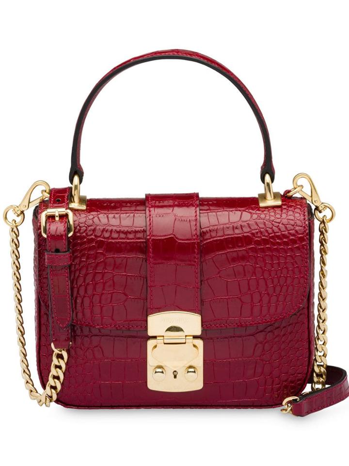 Miu Miu Crocodile-effect Tote Bag - Red