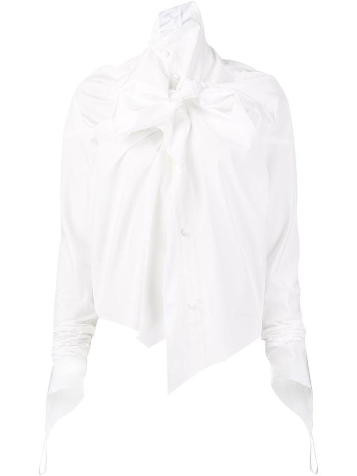 Aganovich Twisted Bow Detail Shirt, Women's, Size: 38, White, Cotton