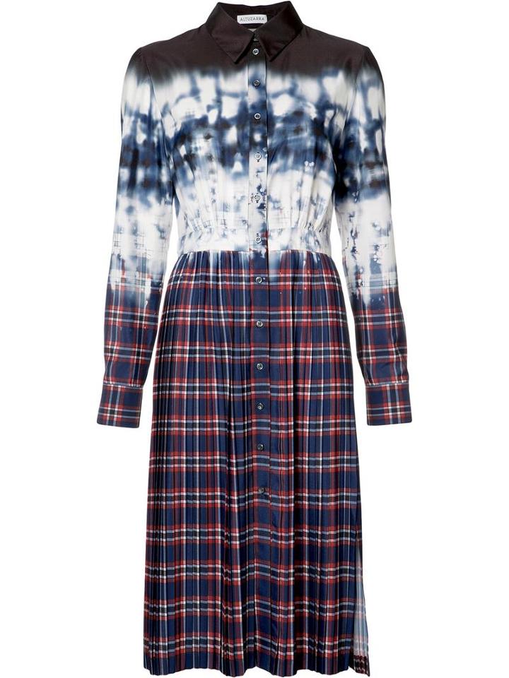 Altuzarra Tie-dye Plaid Shirt Dress, Women's, Size: 38, Blue, Polyester