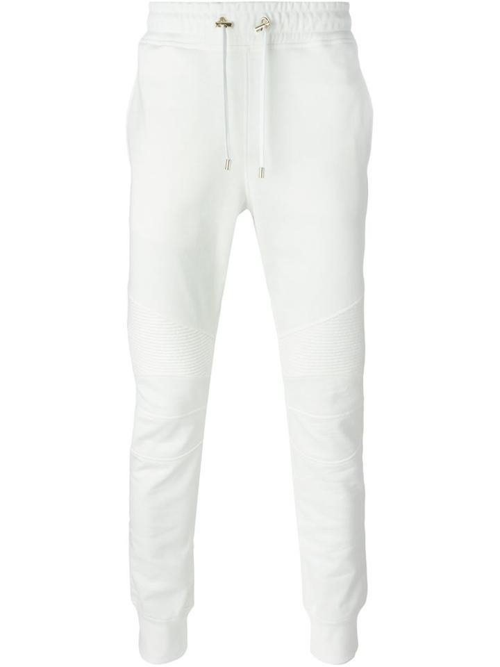 Balmain Biker Track Pants, Men's, Size: Xxl, White, Cotton
