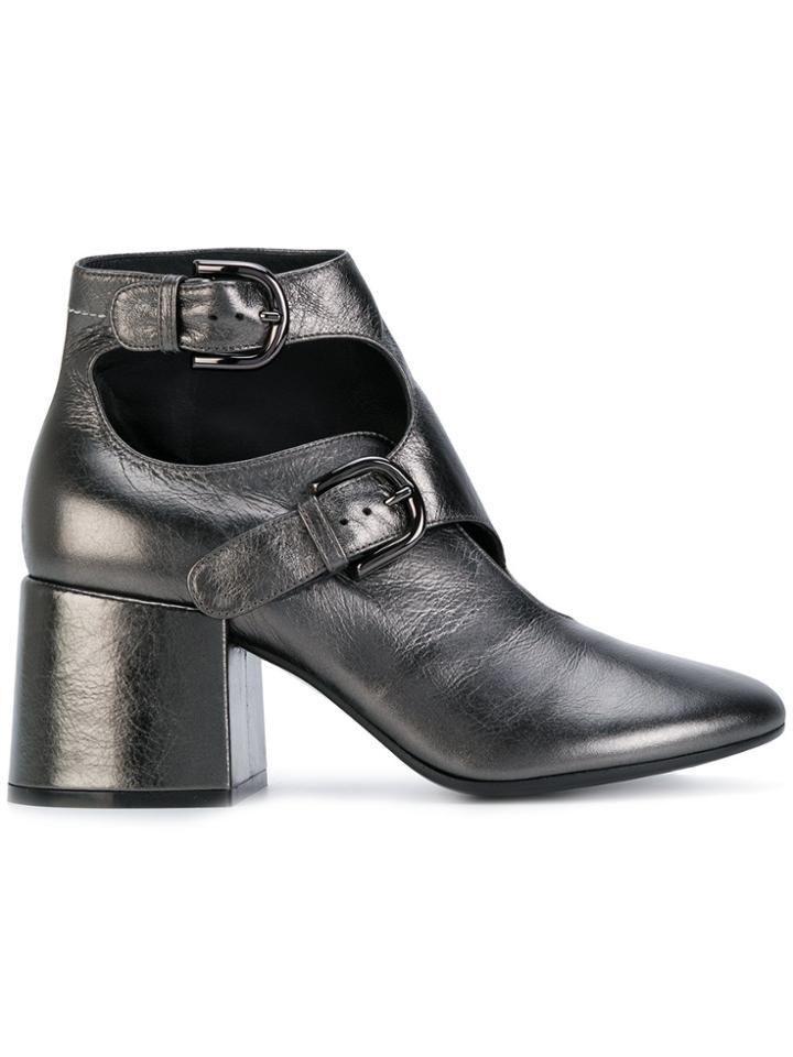 Mm6 Maison Margiela Buckled Ankle Boots - Metallic