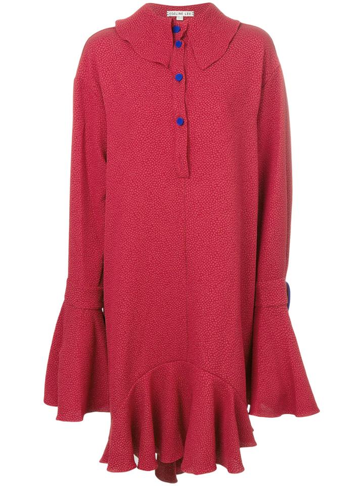 Edeline Lee Pierrot Collar Frill Dress - Red