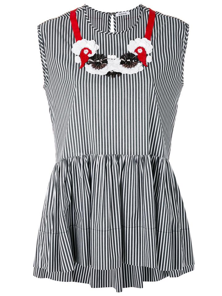 P.a.r.o.s.h. - Striped Peplum Blouse - Women - Cotton/polyamide/spandex/elastane/pvc - M, Black, Cotton/polyamide/spandex/elastane/pvc