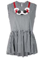 P.a.r.o.s.h. - Striped Peplum Blouse - Women - Cotton/polyamide/spandex/elastane/pvc - M, Black, Cotton/polyamide/spandex/elastane/pvc