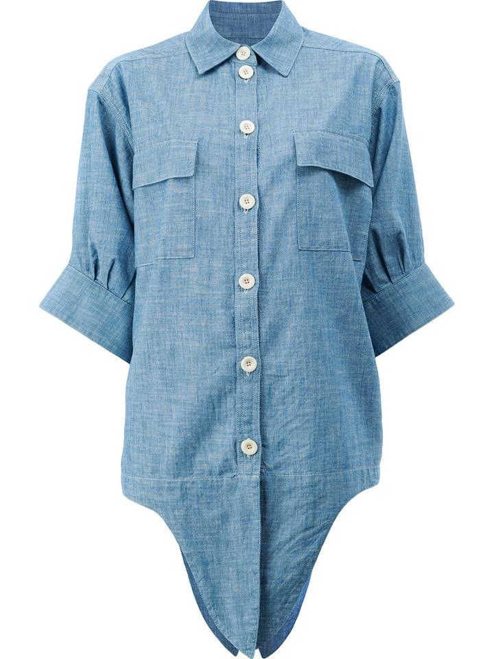 Chloé - Denim Tie Front Shirt - Women - Cotton - 40, Blue, Cotton