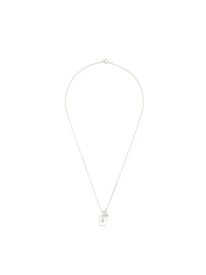 Petite Grand Charm And Frame Necklace - Metallic
