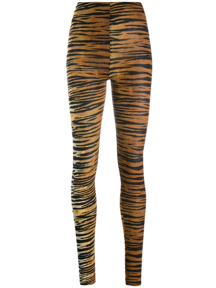 Alexandre Vauthier Tiger Print Leggings - Brown
