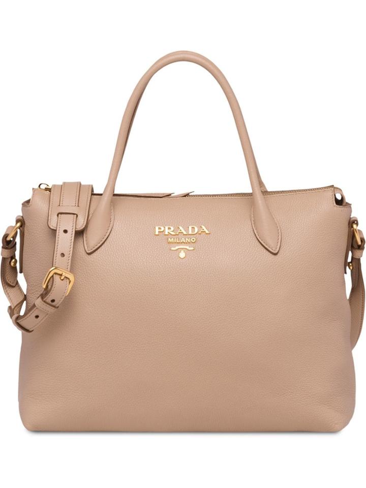 Prada Classic Logo Tote - Neutrals