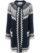 Antonia Zander Chevron Pattern Cardigan - Blue