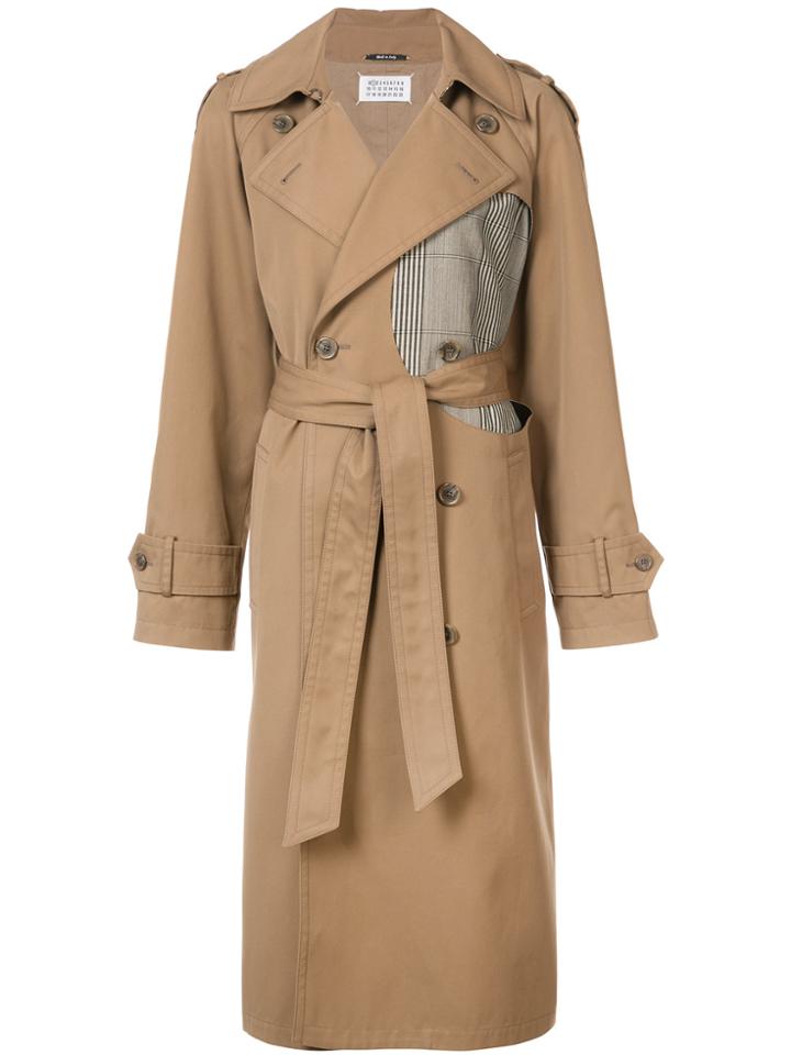 Maison Margiela Contrast Panel Trench Coat - Brown