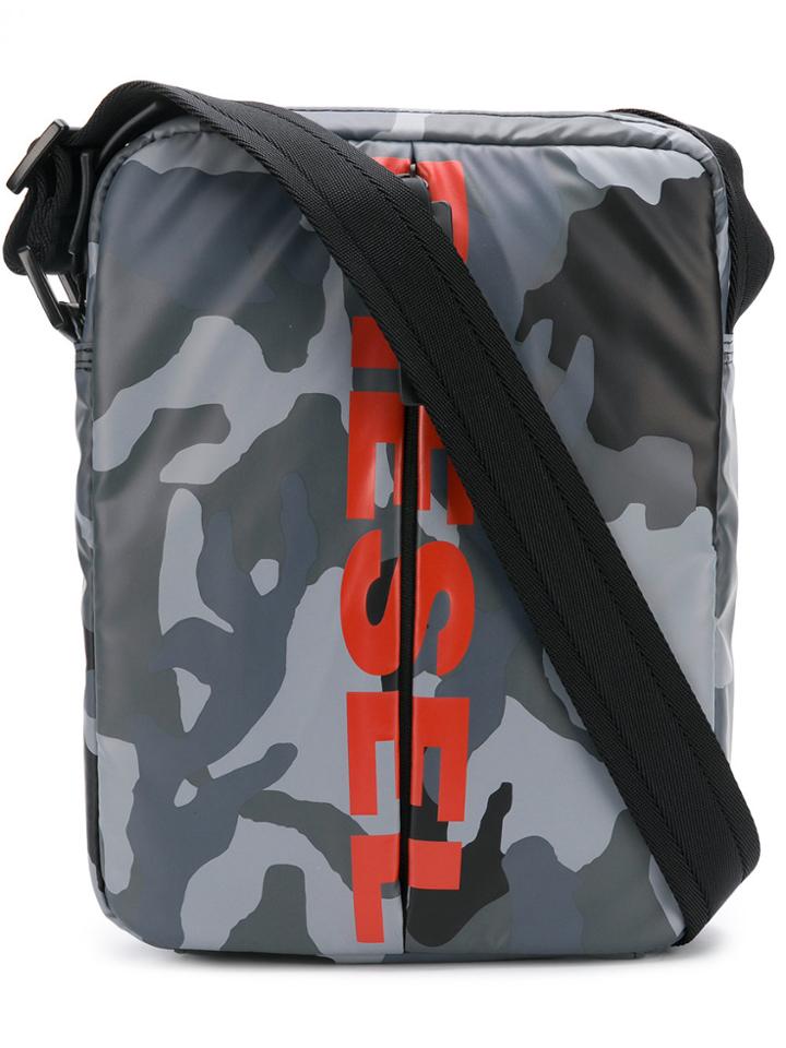 Diesel Logo Camouflage Cross-body Bag - Grey