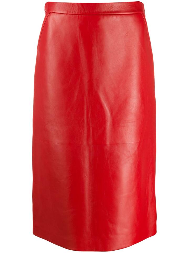 Gucci Straight Leather Skirt - Red