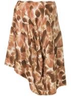 Comme Des Garçons Vintage Petal-print Asymmetric Skirt - Brown