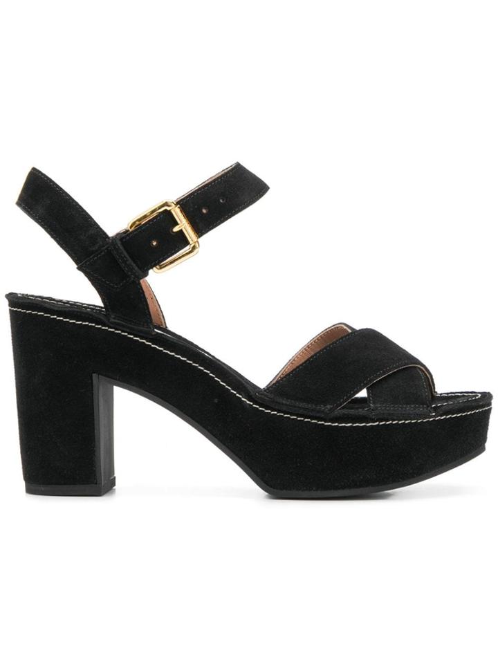 L'autre Chose Block Heel Sandals - Black