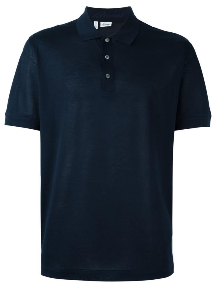 Brioni Classic Polo Shirt, Men's, Size: L, Blue, Cotton