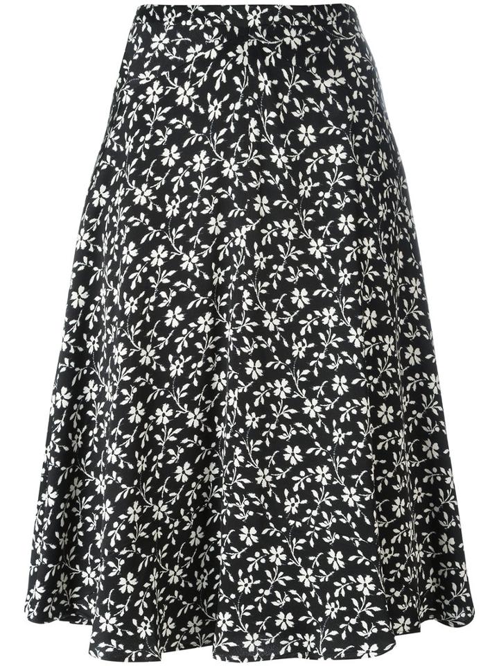 Etro Floral Print Pleated Skirt, Women's, Size: 40, Black, Viscose