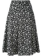Etro Floral Print Pleated Skirt, Women's, Size: 40, Black, Viscose