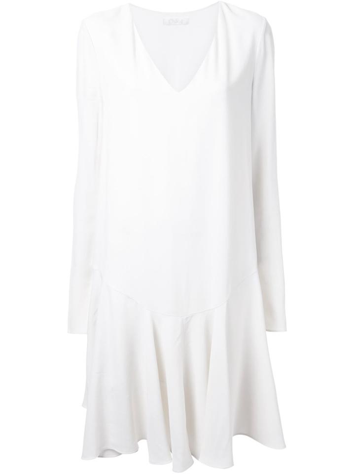 Chloé Drop Waist Pleated Dress - White