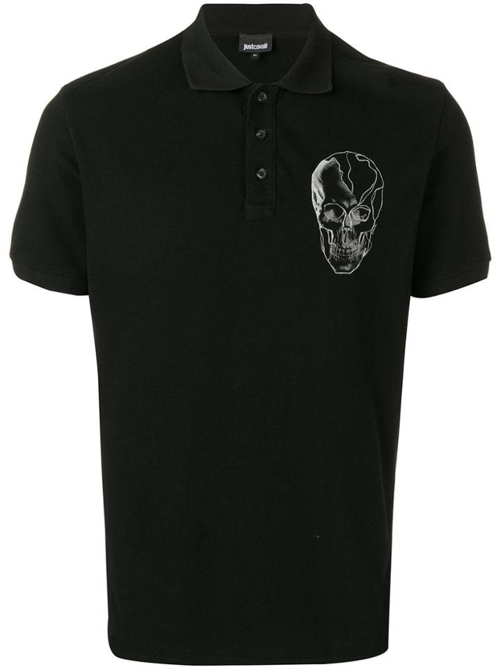 Just Cavalli Skull Print Polo Shirt - Black