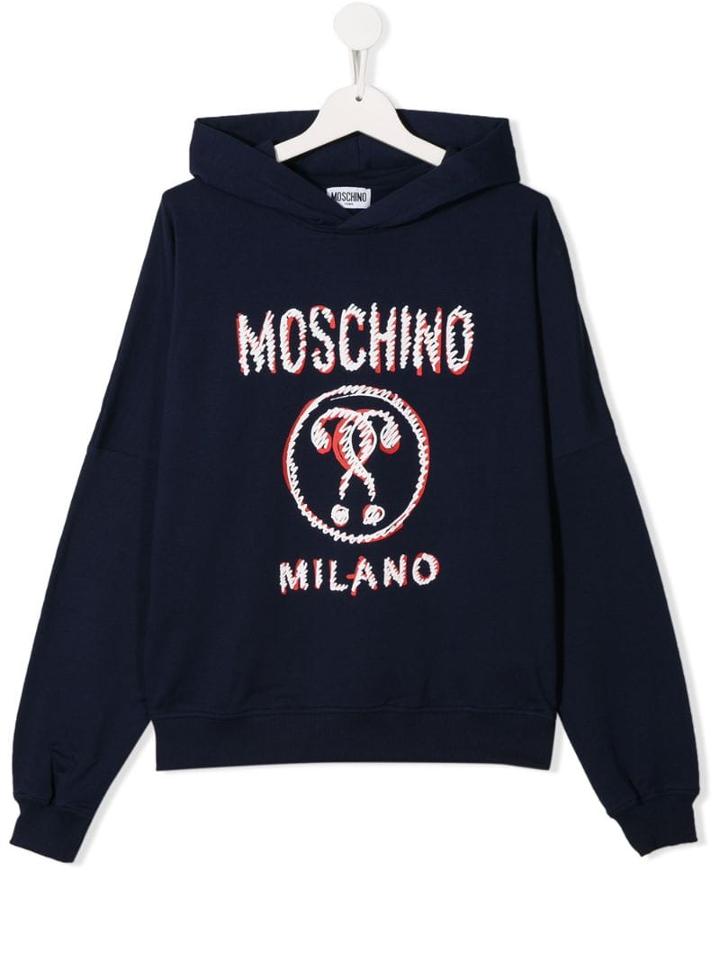Moschino Kids Logo Print Hoodie - Blue