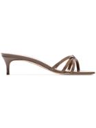By Far Brown Libra 45 Patent Leather Strappy Mules - Neutrals