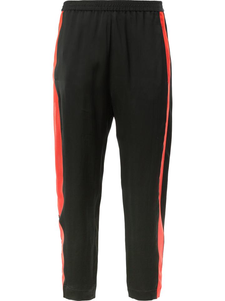 Ilaria Nistri - Contrast Side Stripe Cropped Trousers - Women - Polyester/viscose - 42, Black, Polyester/viscose